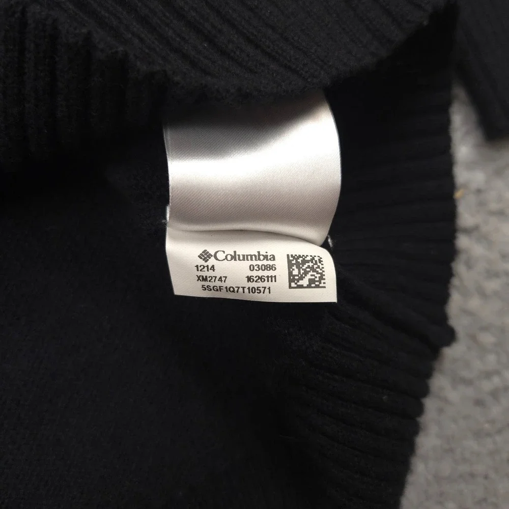 Columbia Mens Large Black Quarter Zip Cotton Wool Sweater Mock Neck Outdoor‎